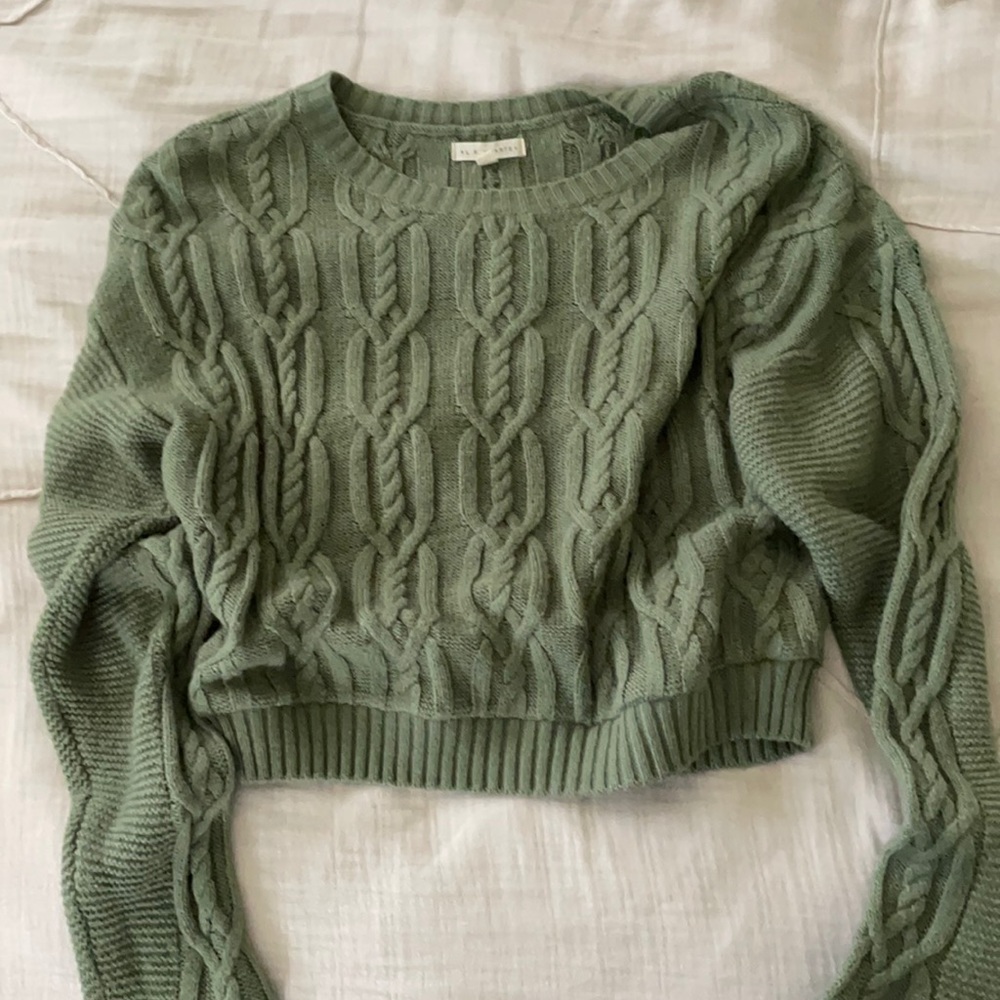 Cropped Green Knit La Hearts Sweater